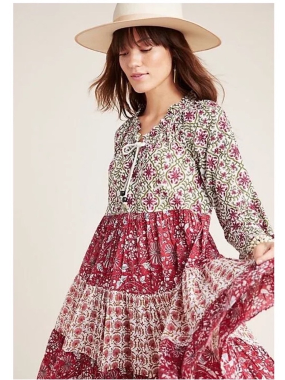 New! Ro’s Garden Long Sonia Ruffle Tiered Cotton Maxi Dress
